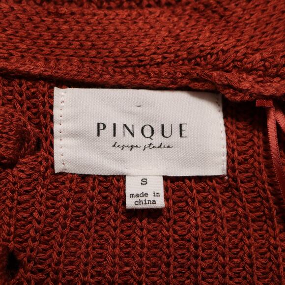 Stitch Fix Lattice Cardigan Rust Orange Chunky Knit Open Front Sweater Size S - Picture 7 of 12